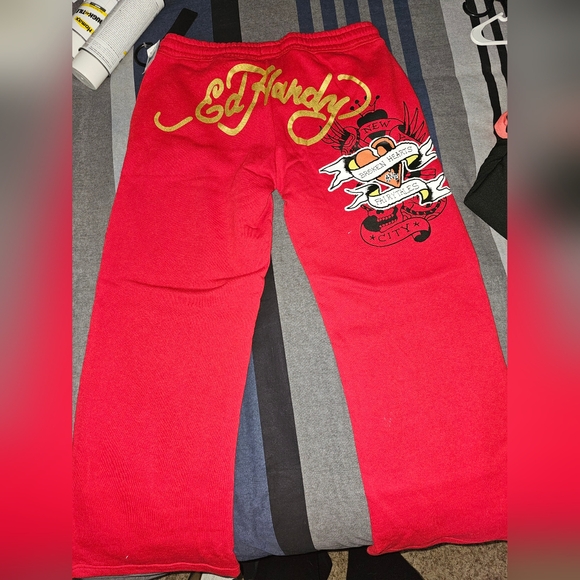 Ed HardyRed Sweatpants NWT - Picture 2 of 3